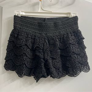 Black Crochet Shorts